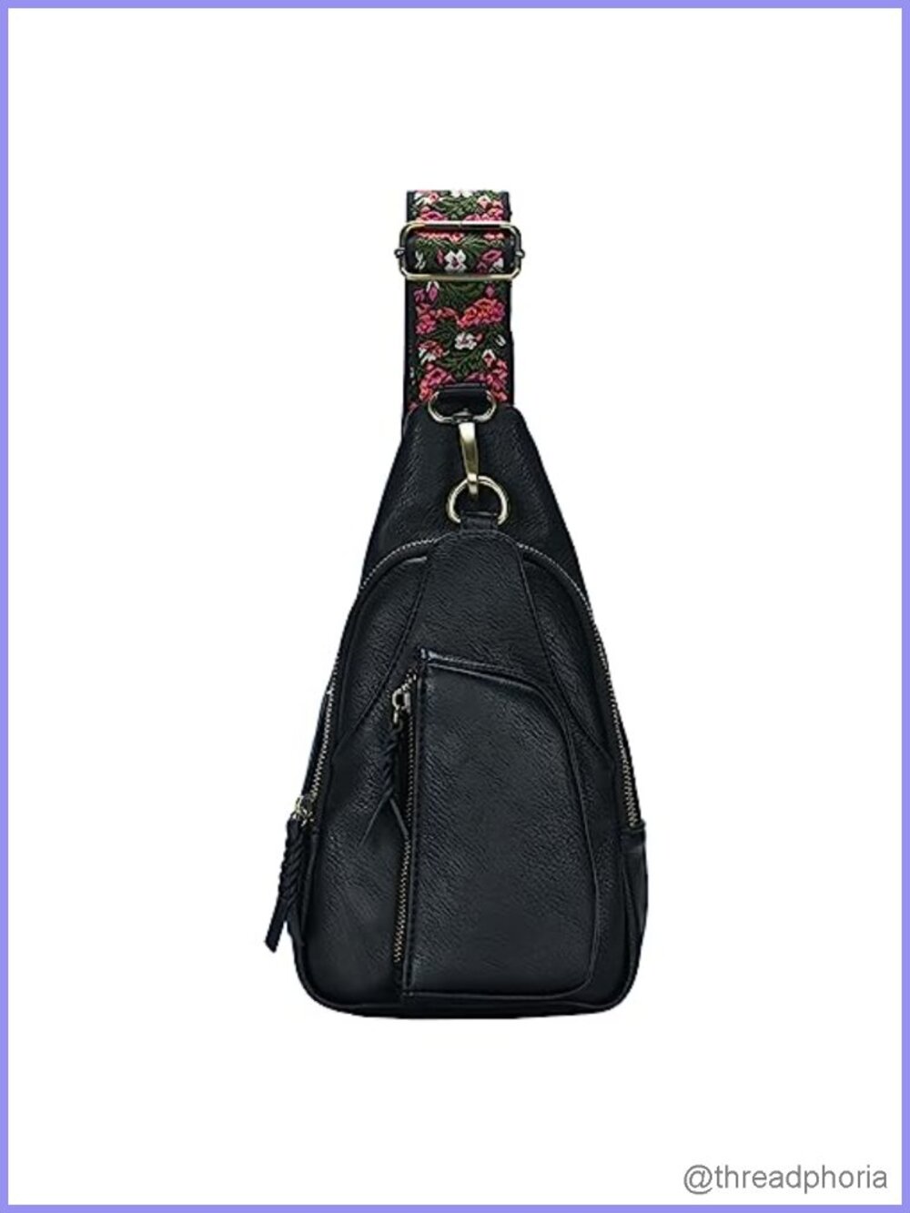 Vegan Leather Crossbody Sling Bag with Adjustable Strap
